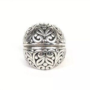 Organic Swirl Design Sterling Silver 925 Statement Hollow Puffed Ring Sz 7 Pre-O
